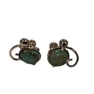 Vintage Screwback Earrings Marked Sorento Sterling with turquoise colored stones